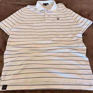 Peter Millar Summer Comfort White Polo with Navy Stripe
